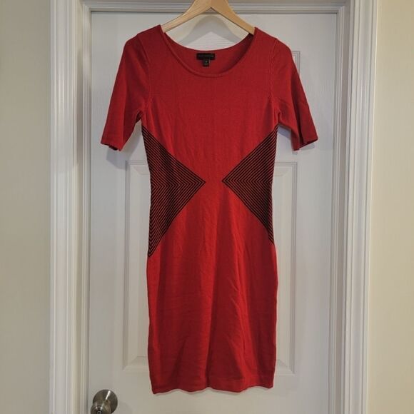 Worthington sweater dress red geometric size small - Picture 1 of 4